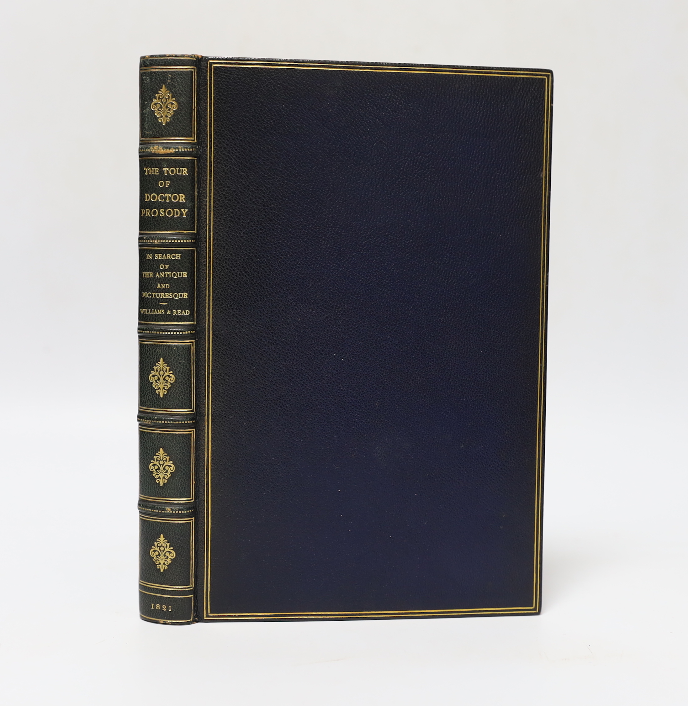 [Rowlandson, Thomas; imitation of] - The Tour of Doctor Prosody, in Search of the Antique and Picturesque, through Scotland, the Hebrides, the Orkney and Shetland Isles, 1st edition, 8vo, in later fine dark blue and gilt